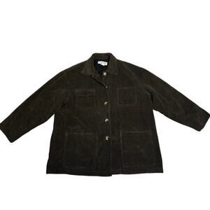 VTG 90’s Jones New York Brown Corduroy Chore Coat 4 Pockets French Workman Style